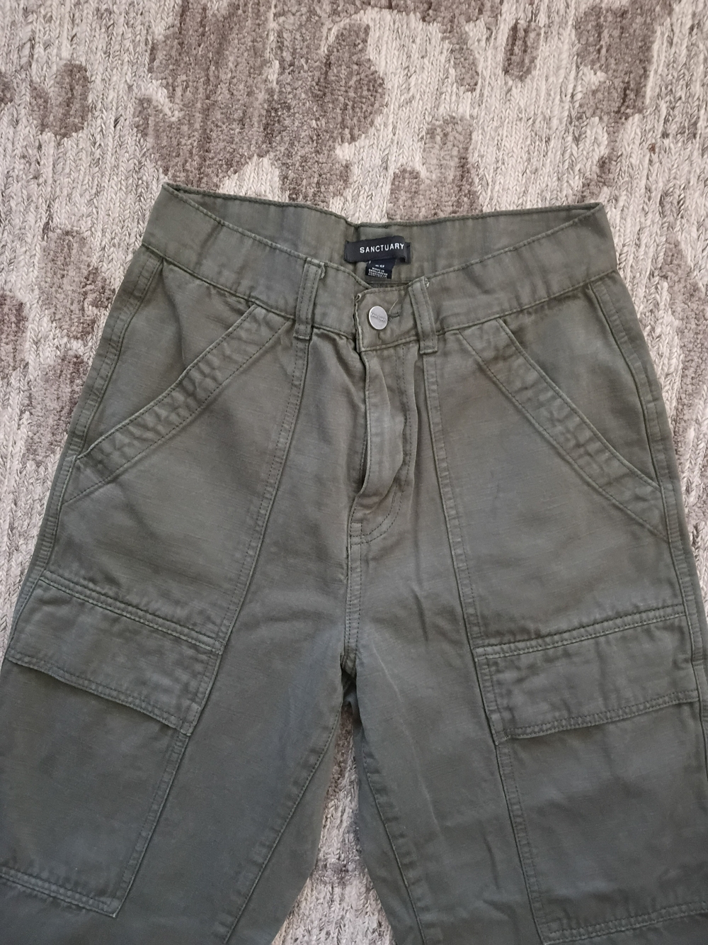 Anthropologie Sanctuary Indie Boho Green Cargo Pants Women's S 26 Cotton Coastal - Picture 3 of 4